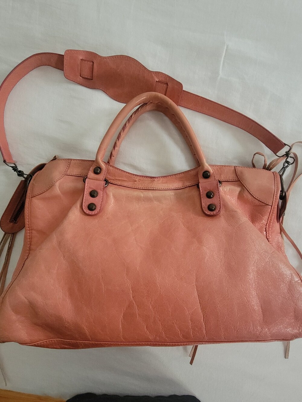 BESSO Leather Satchel Handbag With Fringe Accents - Picture 2 of 10